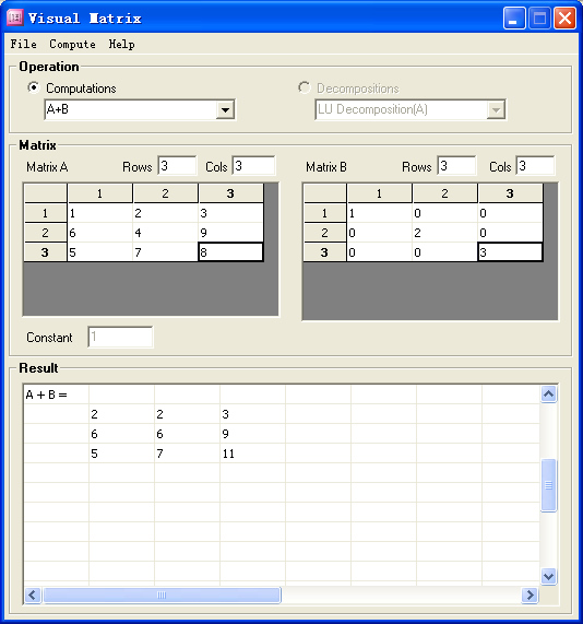Visual Matrix Screenshot